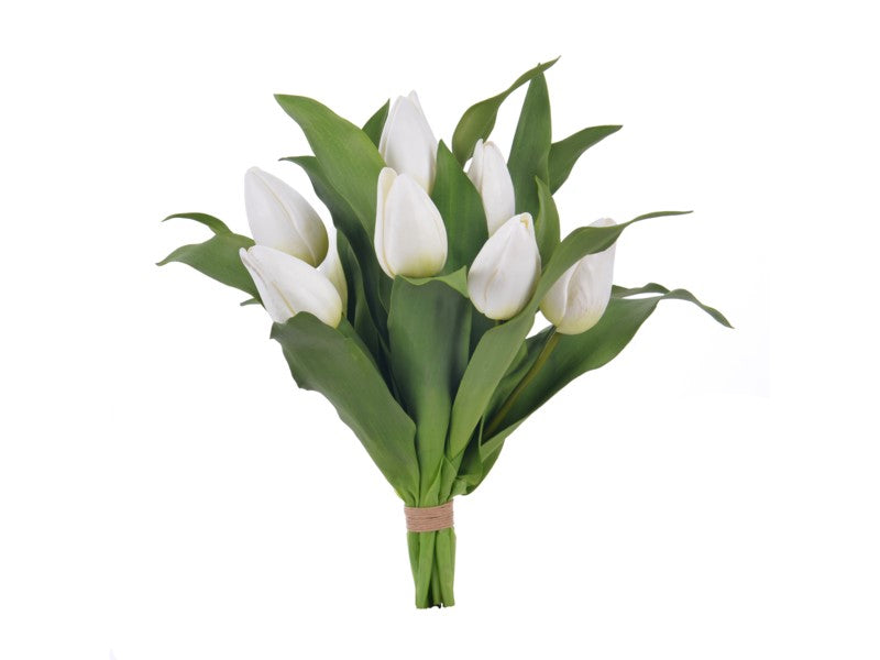 White Tulip Bouquet 13”