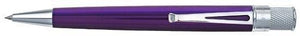 Purple stainless steel barrel with vibrant lacquers, knurl twist-top, packaged in pen stand